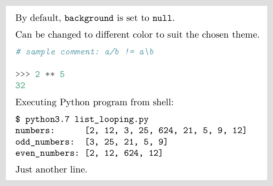 Default syntax highlighting